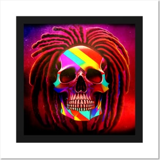 SKULL AND DREADLOCKS AND COLOUR Posters and Art